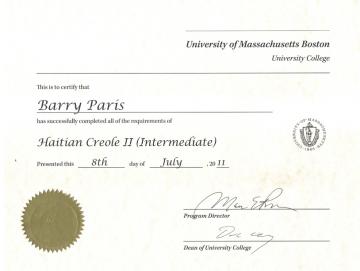 University of Massachusetts Boston, Haitian Creole II [Intermediate]