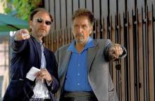 Fisher Stevens, left, directs Al Pacino on the set of "Stand Up Guys"